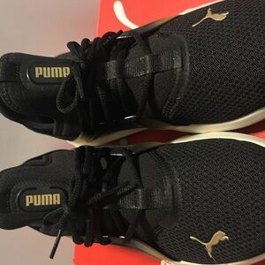 PUMA Women's Black and Gold Athletic Sneakers